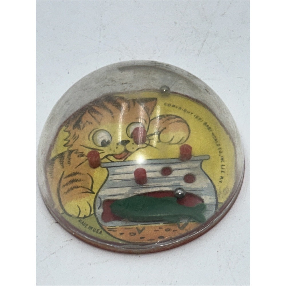 Vintage 1951 Cat And Fish Dexterity Game, Baby World Co. Made In USA